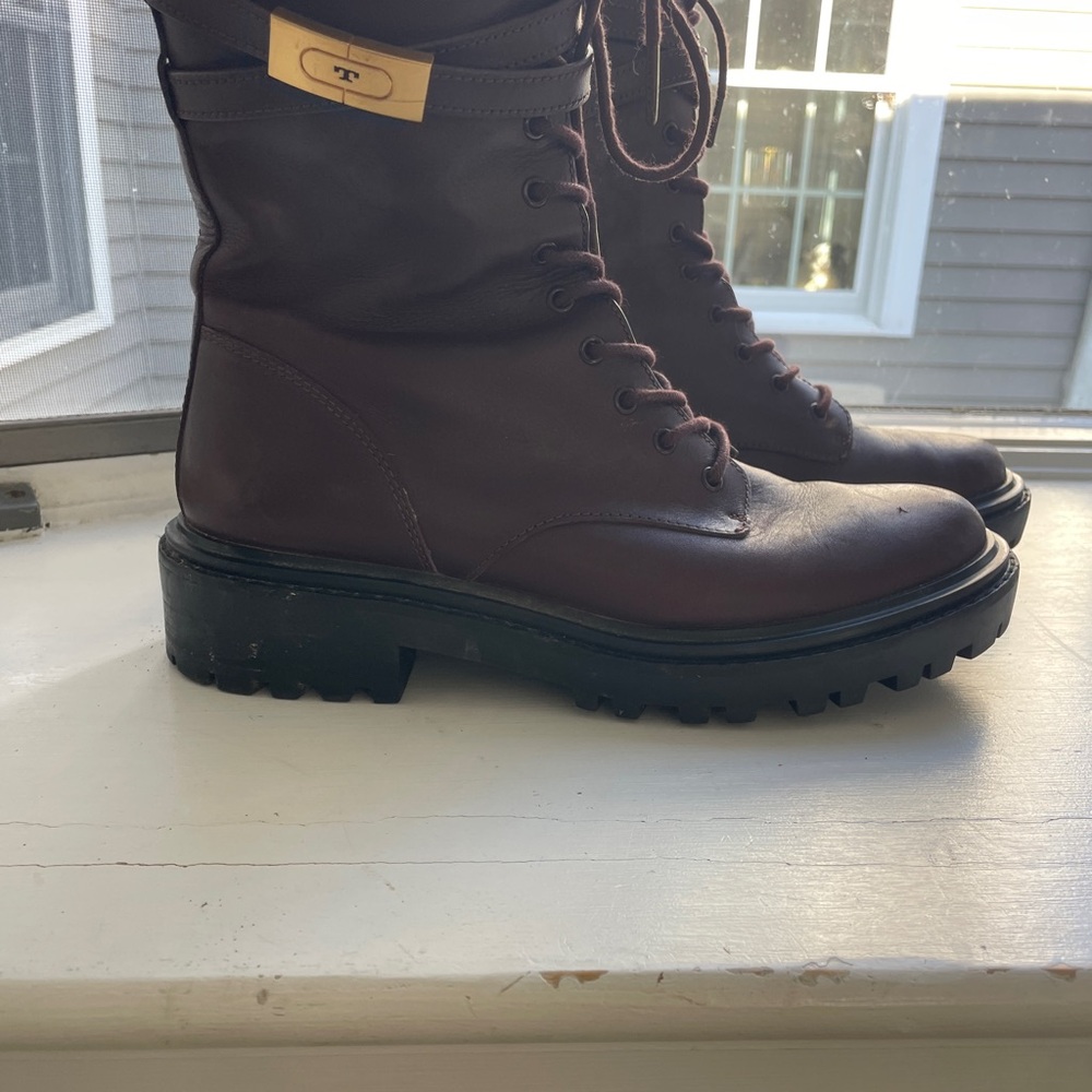 Tory Burch Burgundy Brown Ankle Boots